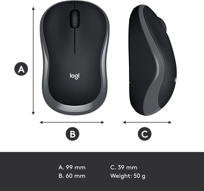 Logitech M185 Wireless Mouse, 2.4GHz with USB