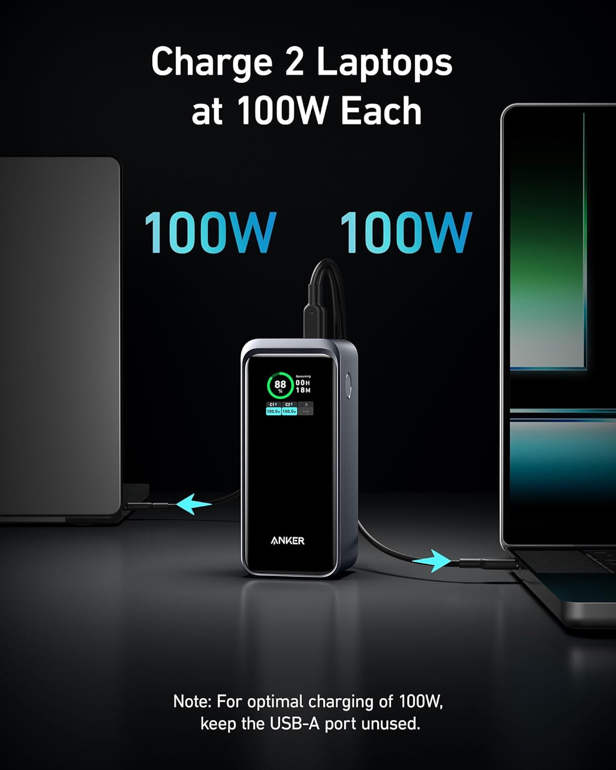 Anker Prime Power Bank, 20,000mAh Portable Charger with 200W Output, Smart Digital Display, 2 USB-C and 1 USB-A Port