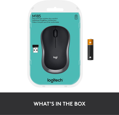 Logitech M185 Wireless Mouse, 2.4GHz with USB