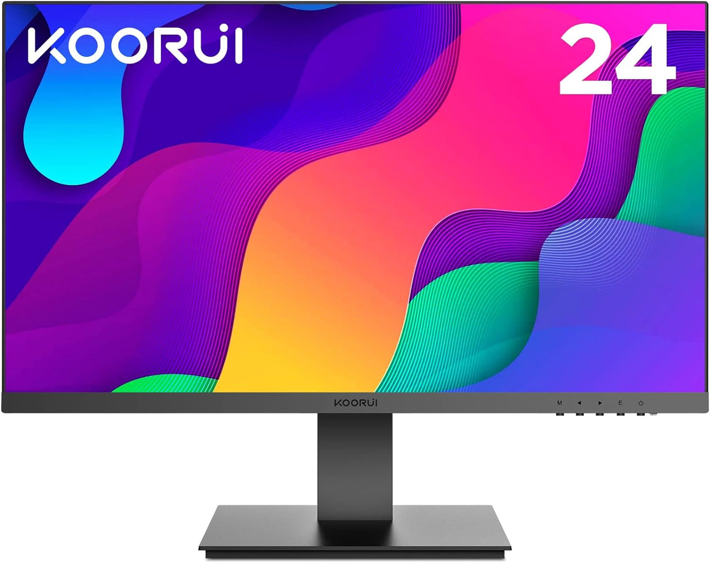 KOORUI 24 Inch FHD Monitor, IPS Computer Monitors, 75Hz, 5ms, 16:9 Full HD (1920 x 1080), VESA Mountable, HDMI/VGA, Low Blue Light, 99% SRGB