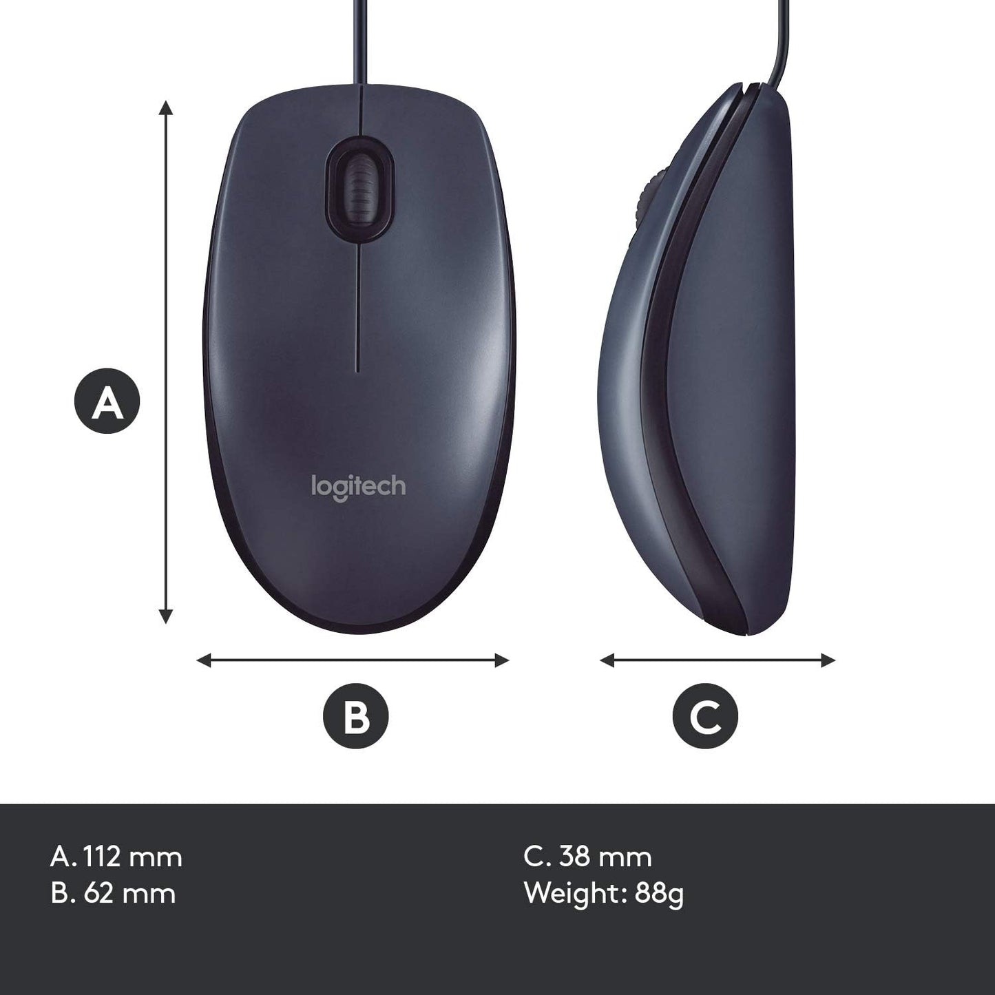 Logitech B100 Wired USB Mouse