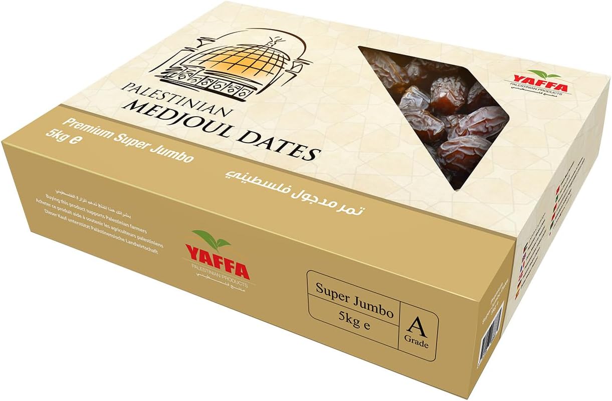 Yaffa Delicious and Juicy Super Jumbo Medjoul Dates - All Natural, Free from Additives, Hand-Picked Palestinian Dates